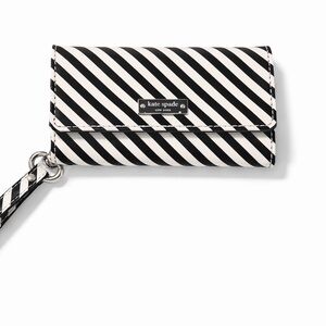 Kate Spade New York Black & White Stripe Wristlet Wallet Phone Holder